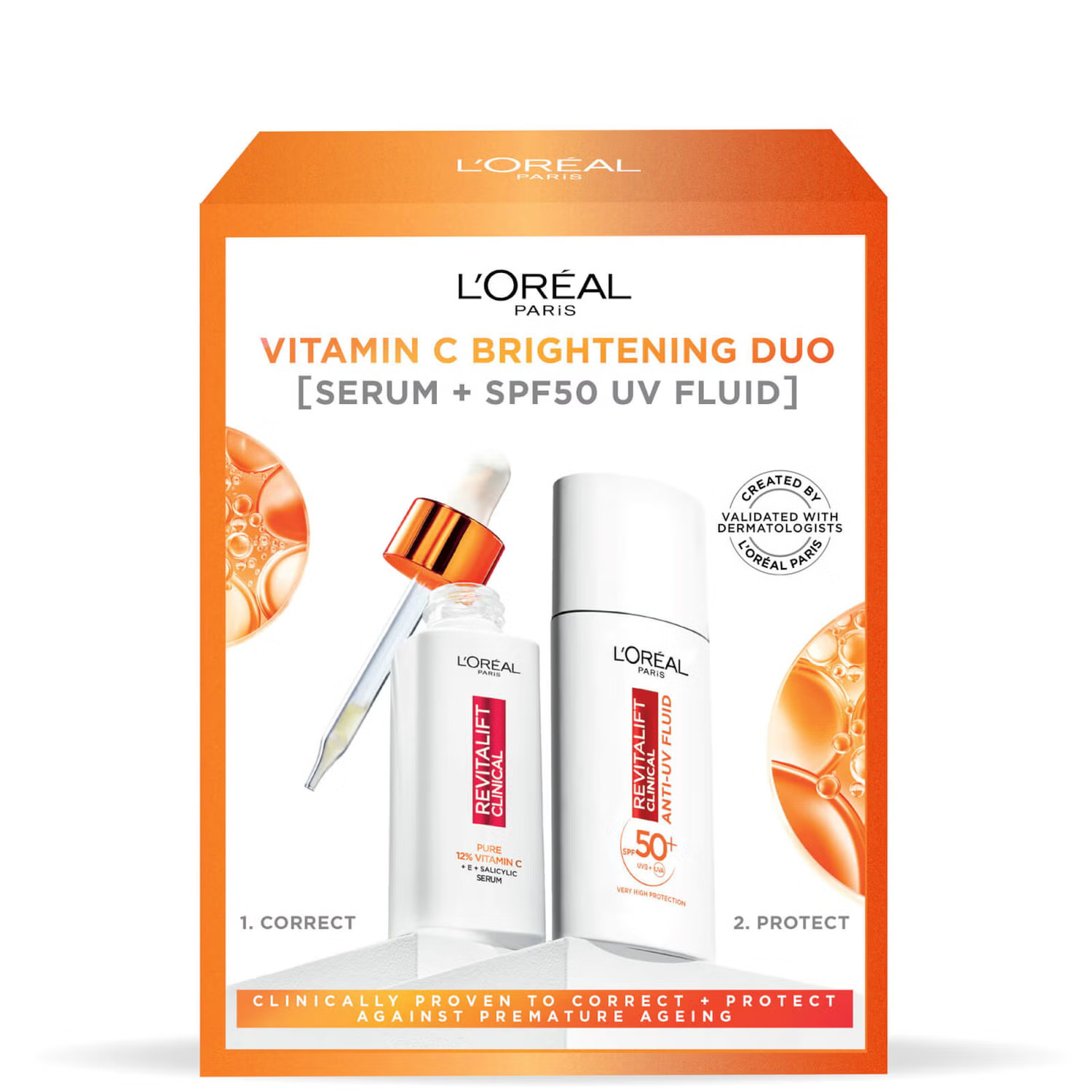L'Oréal Paris Revitalift Pure Vitamin C Serum and SPF 50+ Invisible Fluid Face Duo | Look Fantastic (ROW)