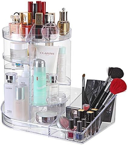 Ogrmar Adjustable 360 Degree Rotating Makeup Organizer Tray/Large Capacity Cosmetics Carousel Sto... | Amazon (US)