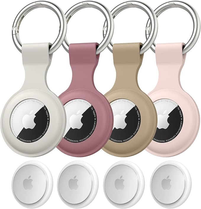 4 Pack Airtag Case Holder for Apple Air Tag, Airtag Case with Anti-Lost Keychain, Silicone Protec... | Amazon (US)
