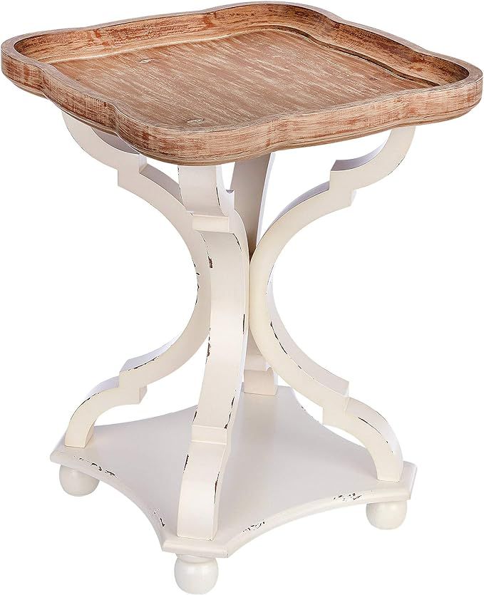 Rustic Farmhouse Accent End Table | Natural Top with Distressed White Wood Legs | Home Decor Side... | Amazon (US)