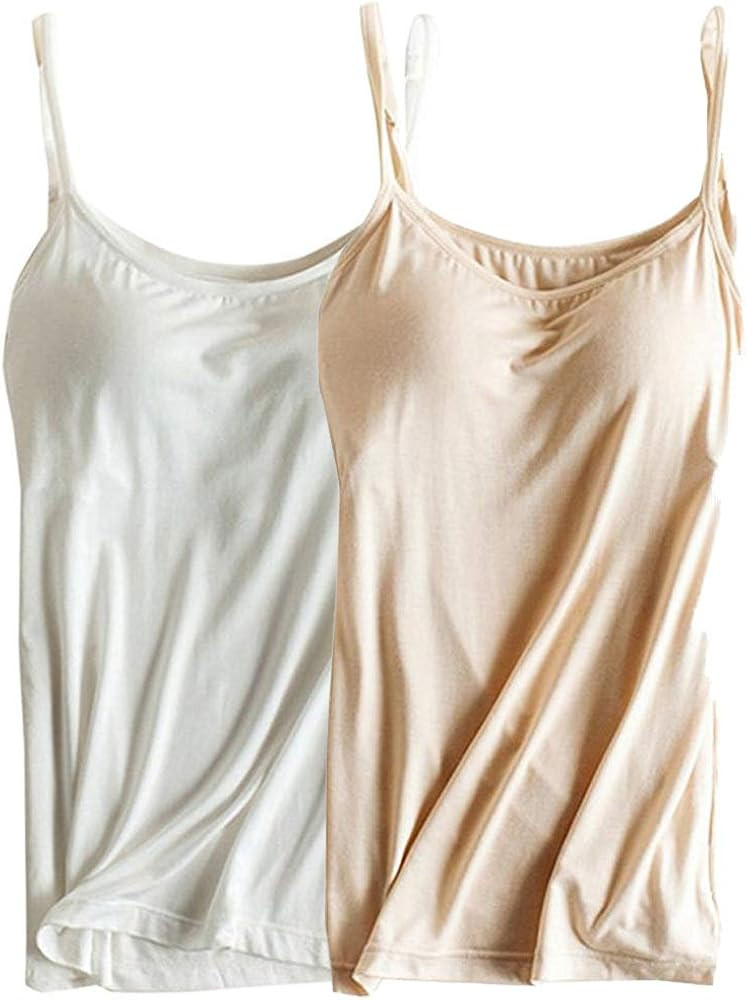 Womens Modal Built-in Bra Padded Camisole Yoga Tanks Tops | Amazon (US)