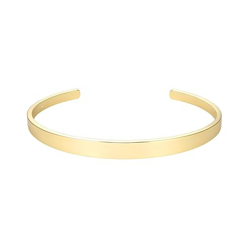 Amazon Essentials 18K Gold Tone Cuff Bracelet in Fine Silver Over Bronze, Yellow, 8" | Amazon (US)