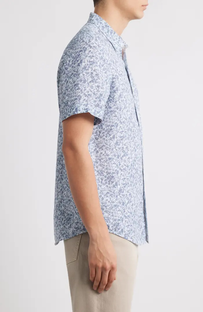 Abstract Print Short Sleeve Linen Button-Up Shirt | Nordstrom