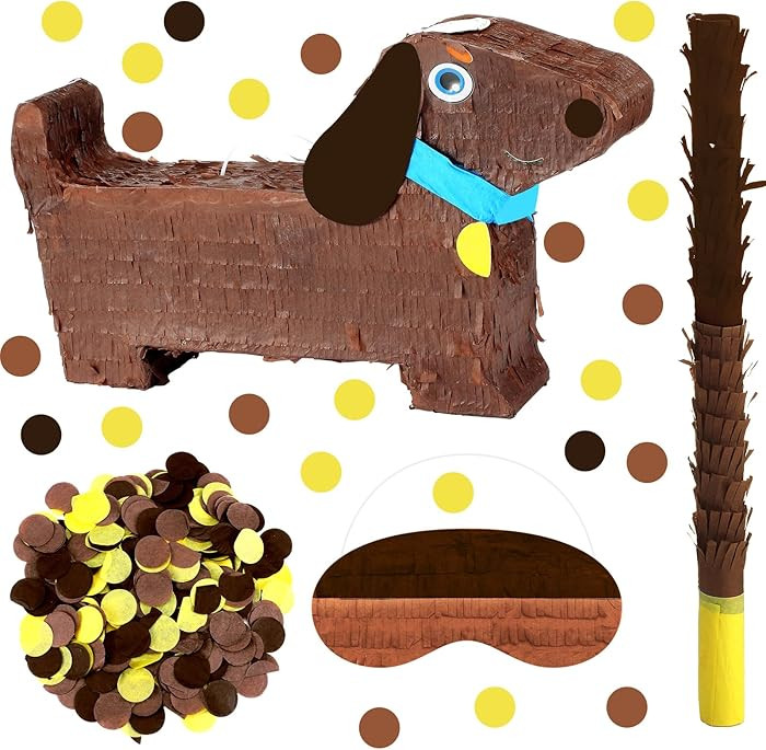 Soulchen Dachshund Puppy Party Piñata Small Dog Piñata with Blindfold and Bat Puppy Dog Theme B... | Amazon (US)