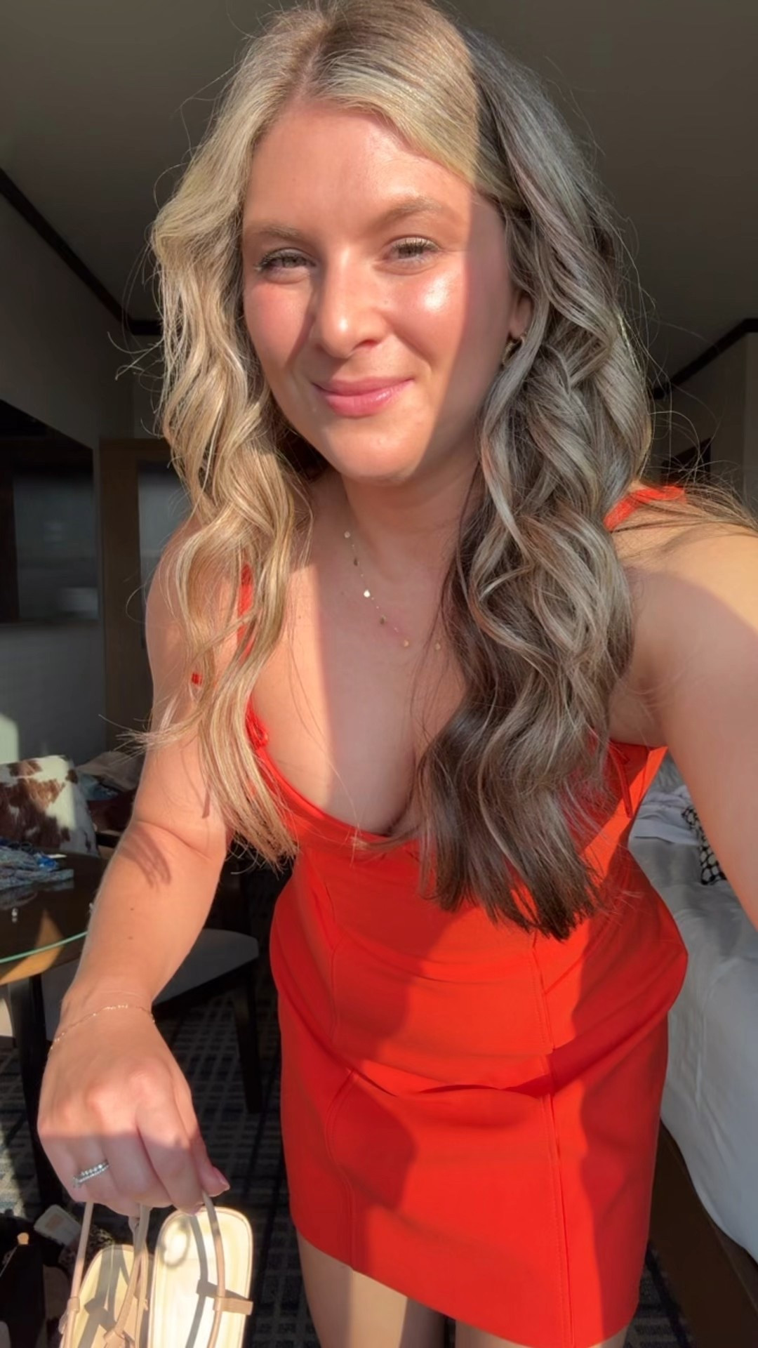 Cocktail party red dress
Nude heels 
gold heels dolce vita 


#LTKSeasonal #LTKNYFW #LTKParties