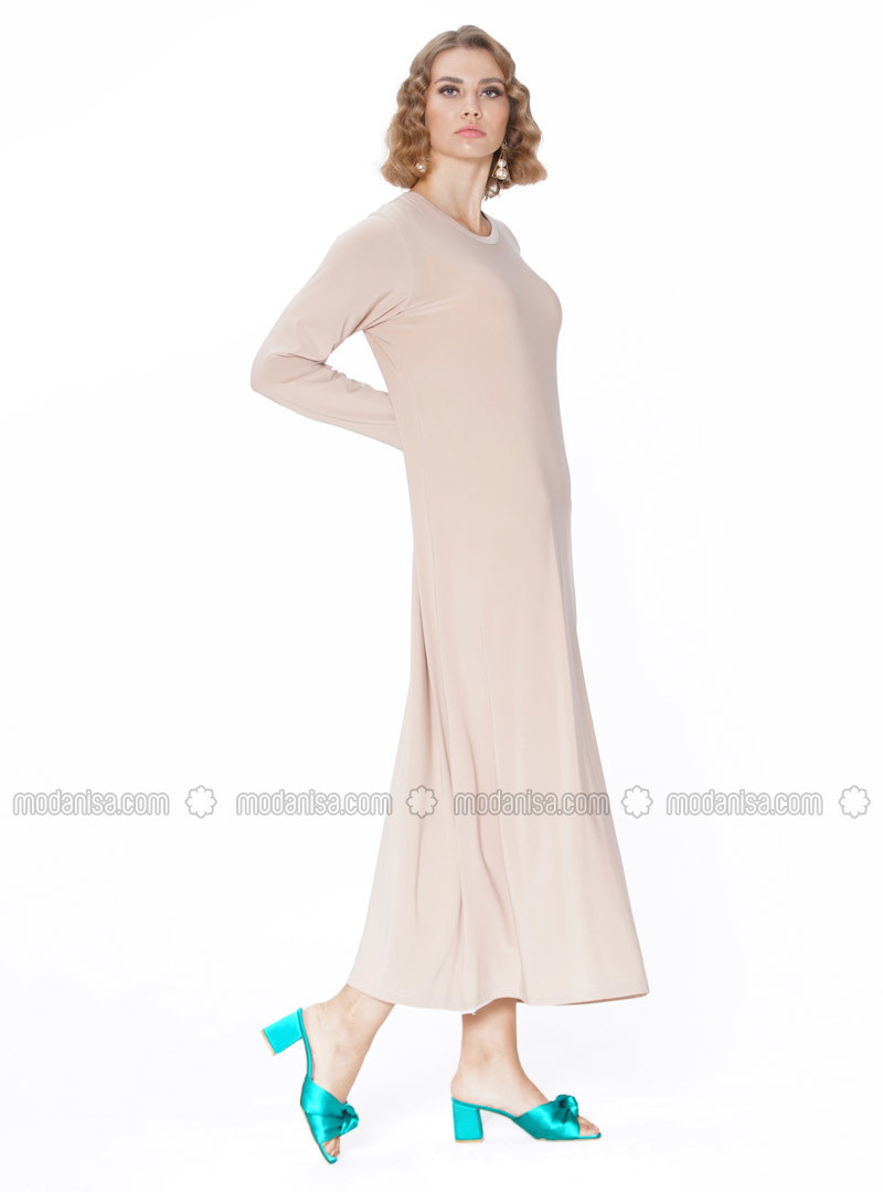Beige - Crew neck - Unlined - Dress | Modanisa (US)