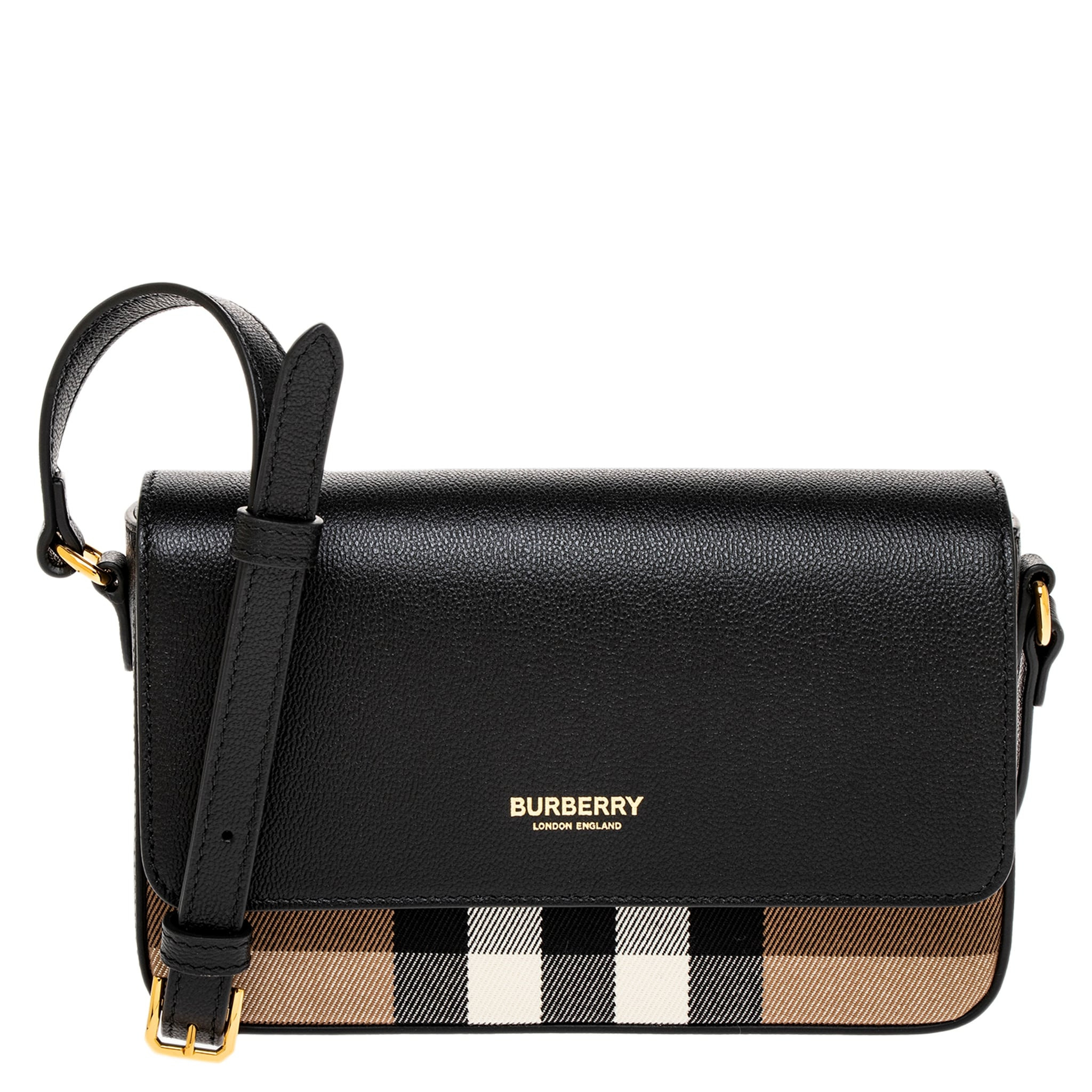 Burberry Hampshire Small House Check & Leather Crossbody | Overstock