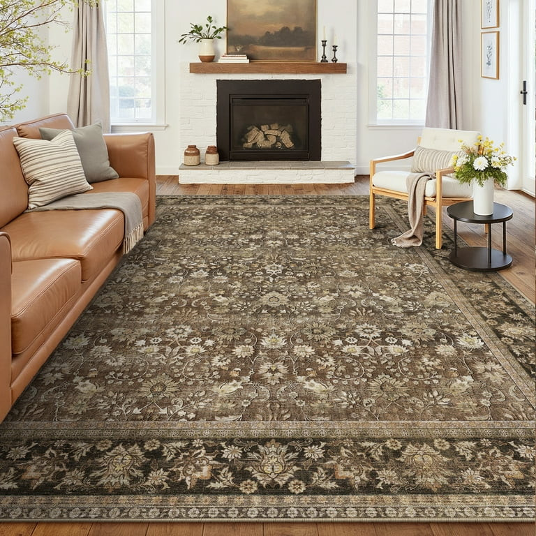 BERTHMEER 8'x10' Large Brown Area Rugs Vintage Oriental Traditional Rugs for Living Room Bedroom ... | Walmart (US)