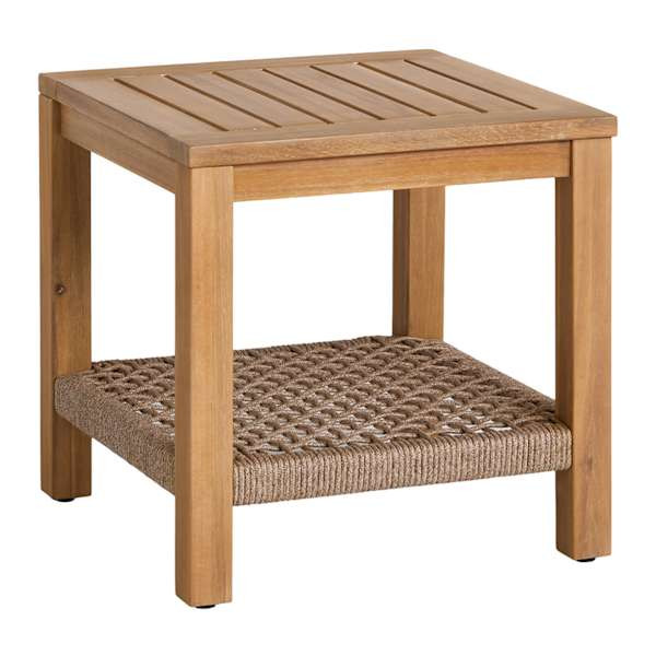 Haven Blonde Acacia Wood & Tan Rope Patio Side Table | At Home