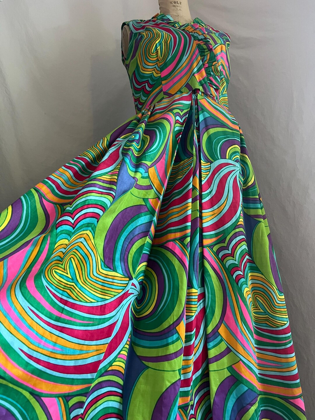 Out of Control Epic 1960s Vintage Psychedelic Cotton Maxi /s-m - Etsy | Etsy (US)
