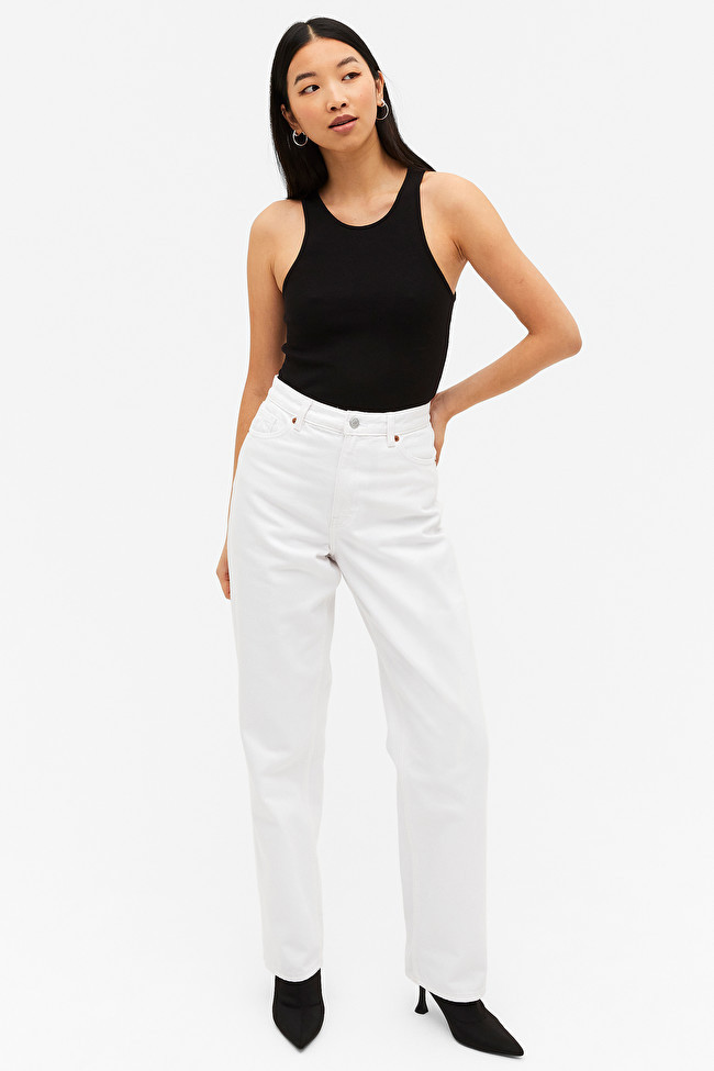 Taiki high waist straight leg off-white jeans | Monki