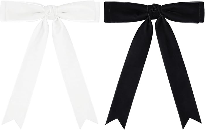 2PCS Velvet Hair Bows Hair Ribbon Clips Black White Big Fall Alligator Clips Hair Accessories for... | Amazon (US)