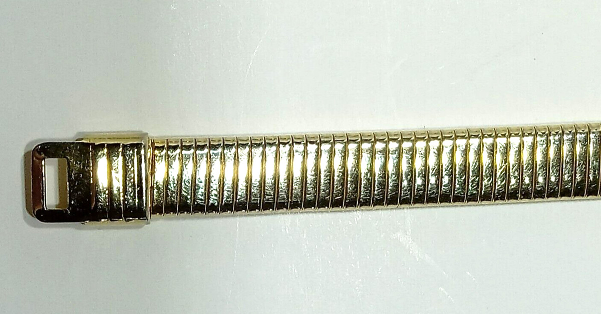 Vtg Art Deco Women's 26in Gold Stretch Serpentine Belt Scallop Shell Oval Disco  | eBay | eBay US