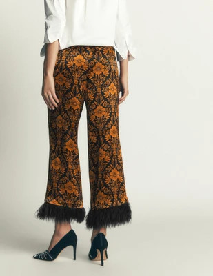 Feather Trim Pants-Flourishing Sprig | Boden (US)