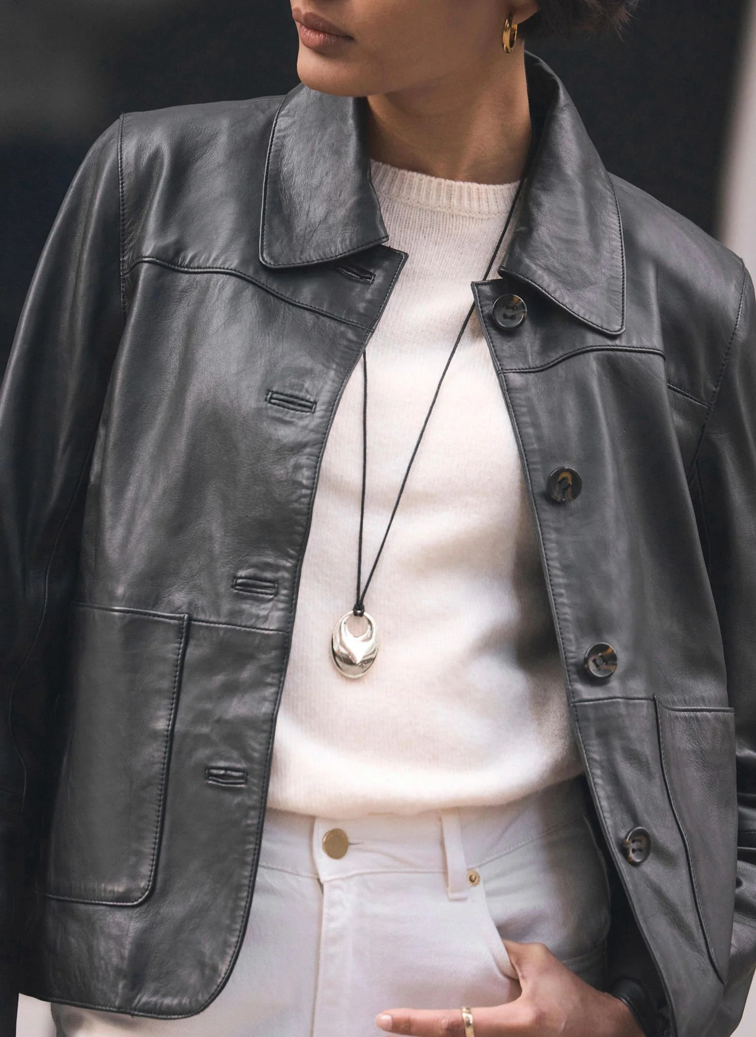 Silver Tone Rope Pendant Necklace | Mint Velvet