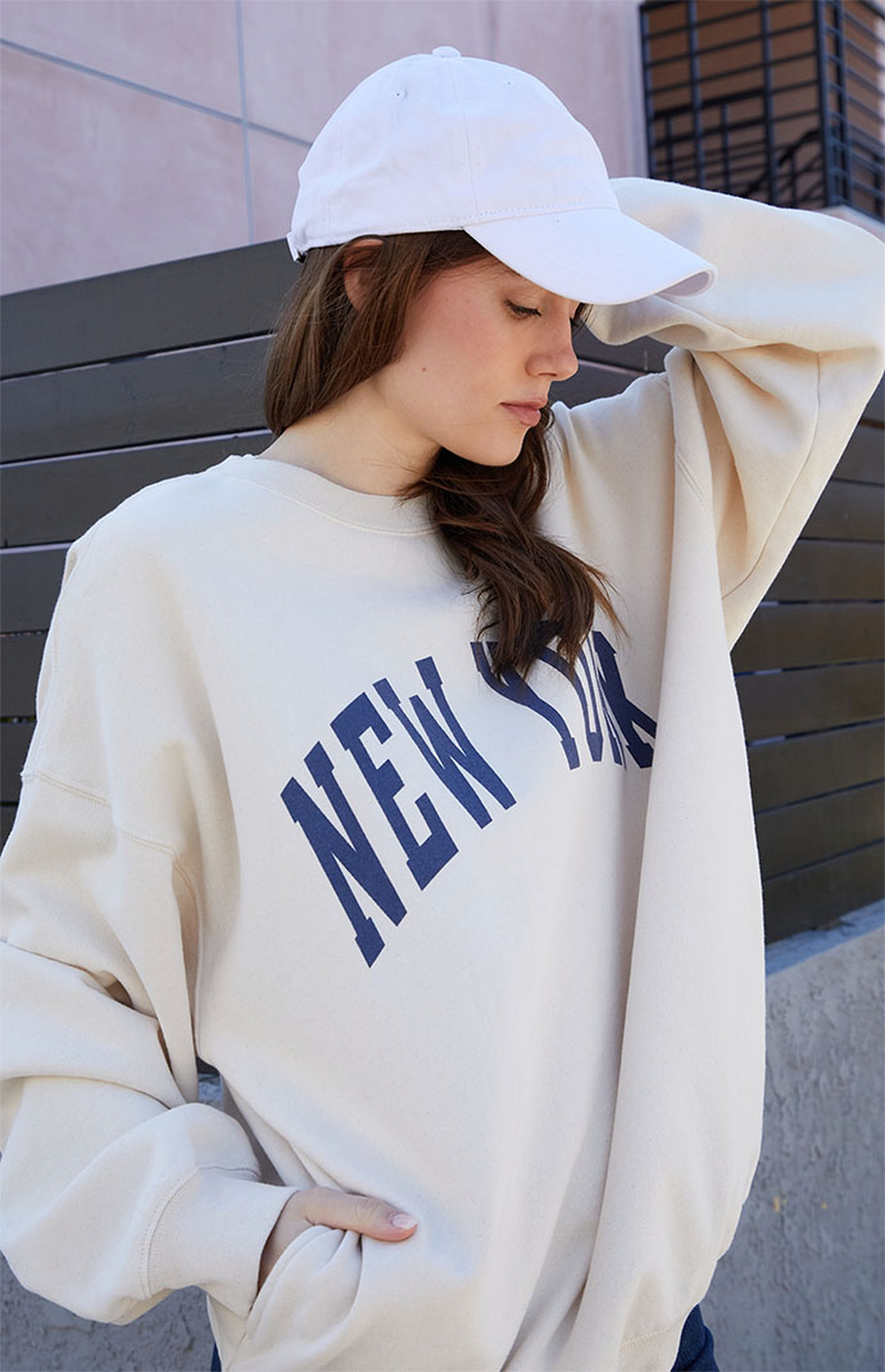 John Galt White Erica NY Crew Neck Sweatshirt | PacSun