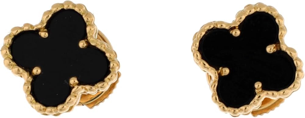 Amazon.com: Van Cleef & Arpels, Pre-Loved Sweet Alhambra Stud Earrings 18K Yellow Gold and Onyx, ... | Amazon (US)