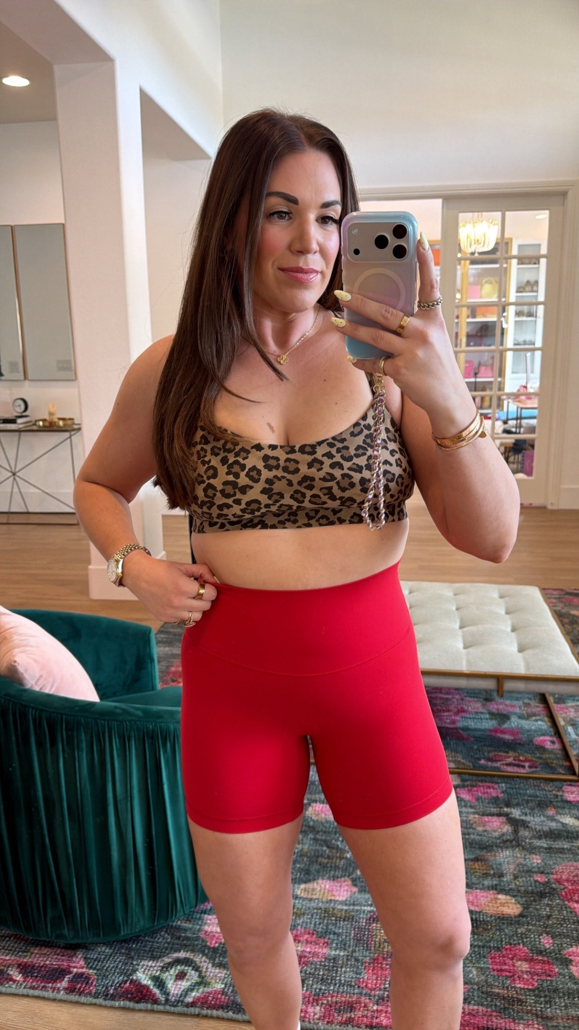 curvy midsize fitness workout look! obsessed with the new leopard print from lululemon. in the size 8 in shorts and size 12 in bra 

#LTKfitnessgoals #LTKMidsize #LTKActive