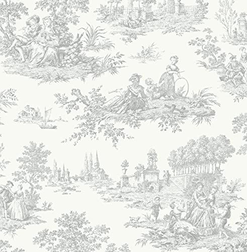 NextWall Chateau Toile Peel and Stick Wallpaper (Argos Grey) | Amazon (US)