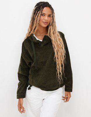 AE Oversized Corduroy Hoodie | American Eagle Outfitters (US & CA)