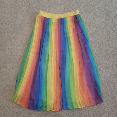 Modcloth Pleated Rainbow Lined Midi Skirt Size Small Pride, EUC, Retro Unicorn | eBay US