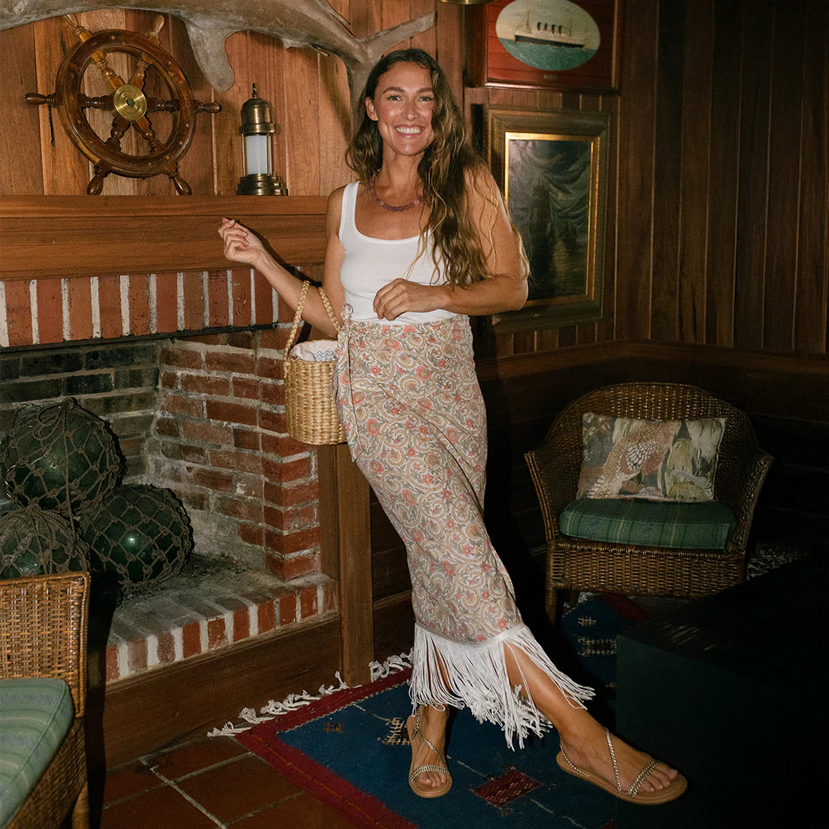 Garden Ruby Fringe Sarong | Sunshine Tienda