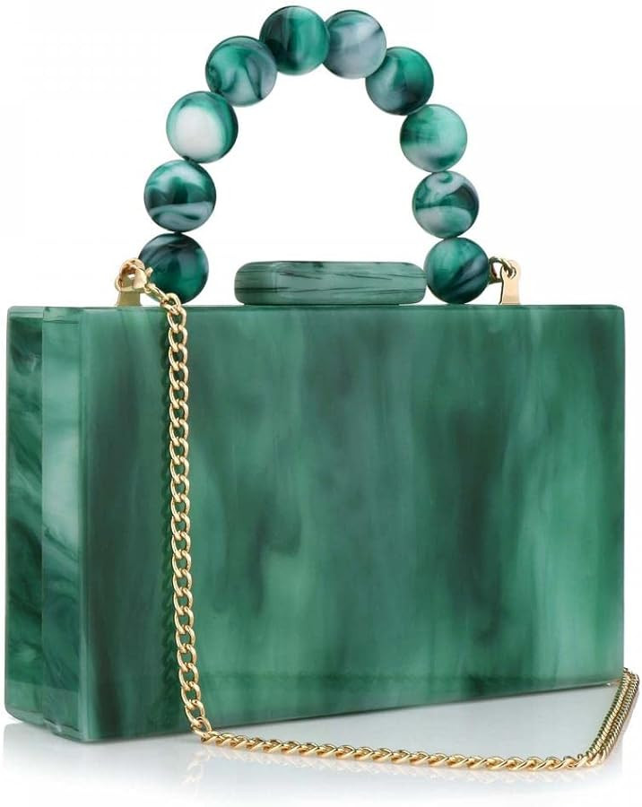Acrylic Purses Evening Clutch Bag Marbling Handbags for Women Cross Body Bag with Pearl Chain For... | Amazon (US)