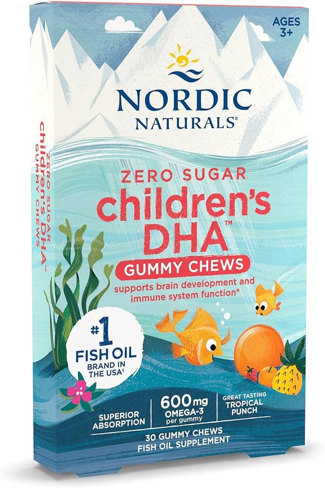 Nordic Naturals Zero Sugar Children’s DHA Gummy Chews, Tropical Punch - 30 Gummy Chews for Kids... | Amazon (US)