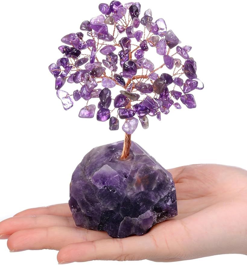 Jovivi Amethyst Crystals Tree, Raw Purple Healing Crystals Amethyst Base Bonsai Money Tree for Ho... | Amazon (US)