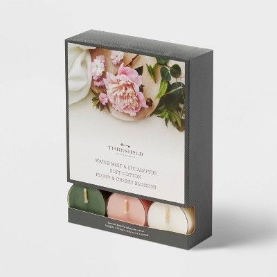 24pk Tealight Candle Water Mint & Eucalyptus/Soft Cotton/Peony & Cherry Blossom Blue - Threshold... | Target