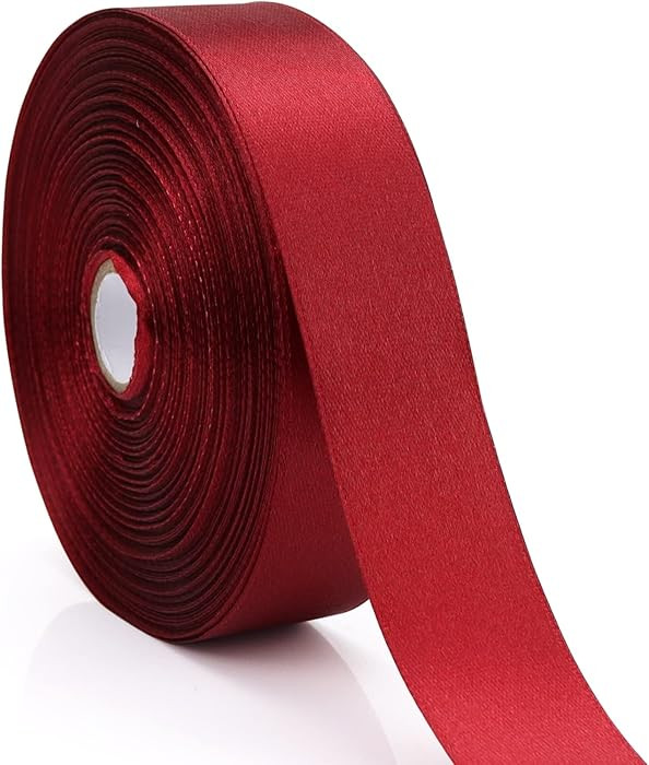 1 inch, Wine Red Ribbon for Gift Wrapping 50 Yards Perfect Wedding Party Wreath Sewing DIY Hair A... | Amazon (US)