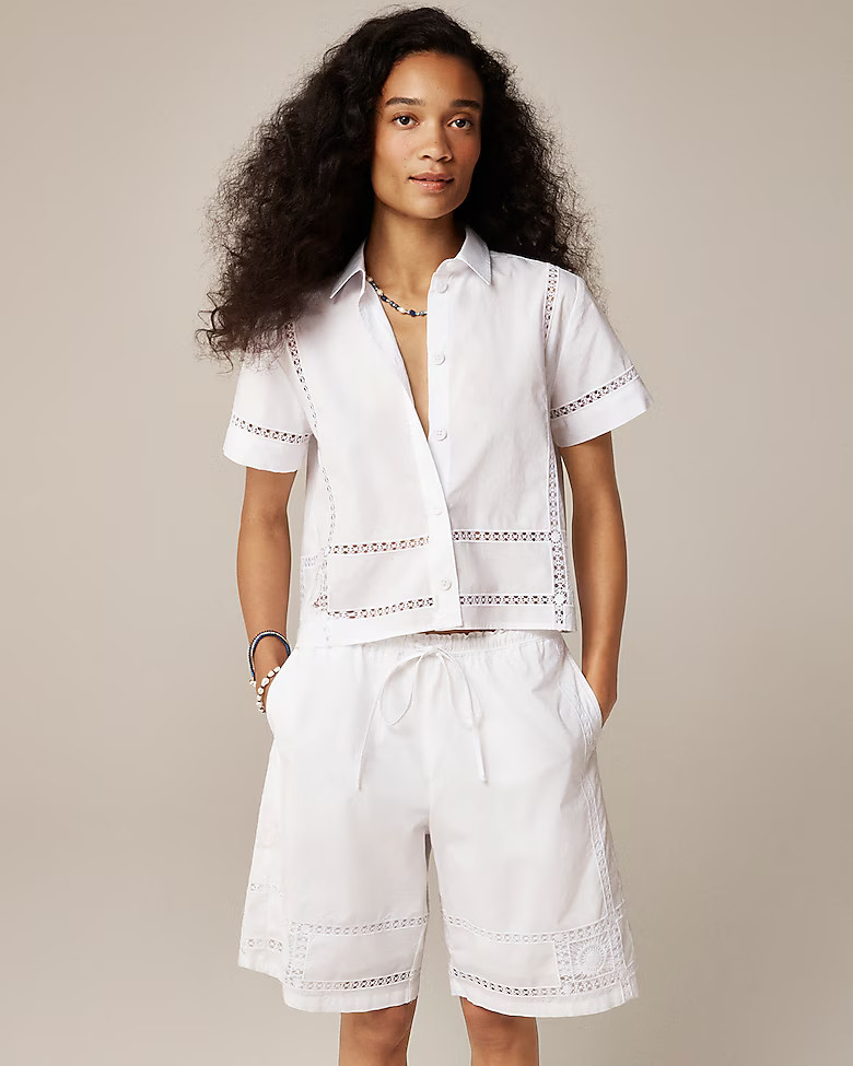 Gamine eyelet-trim shirt | J. Crew US