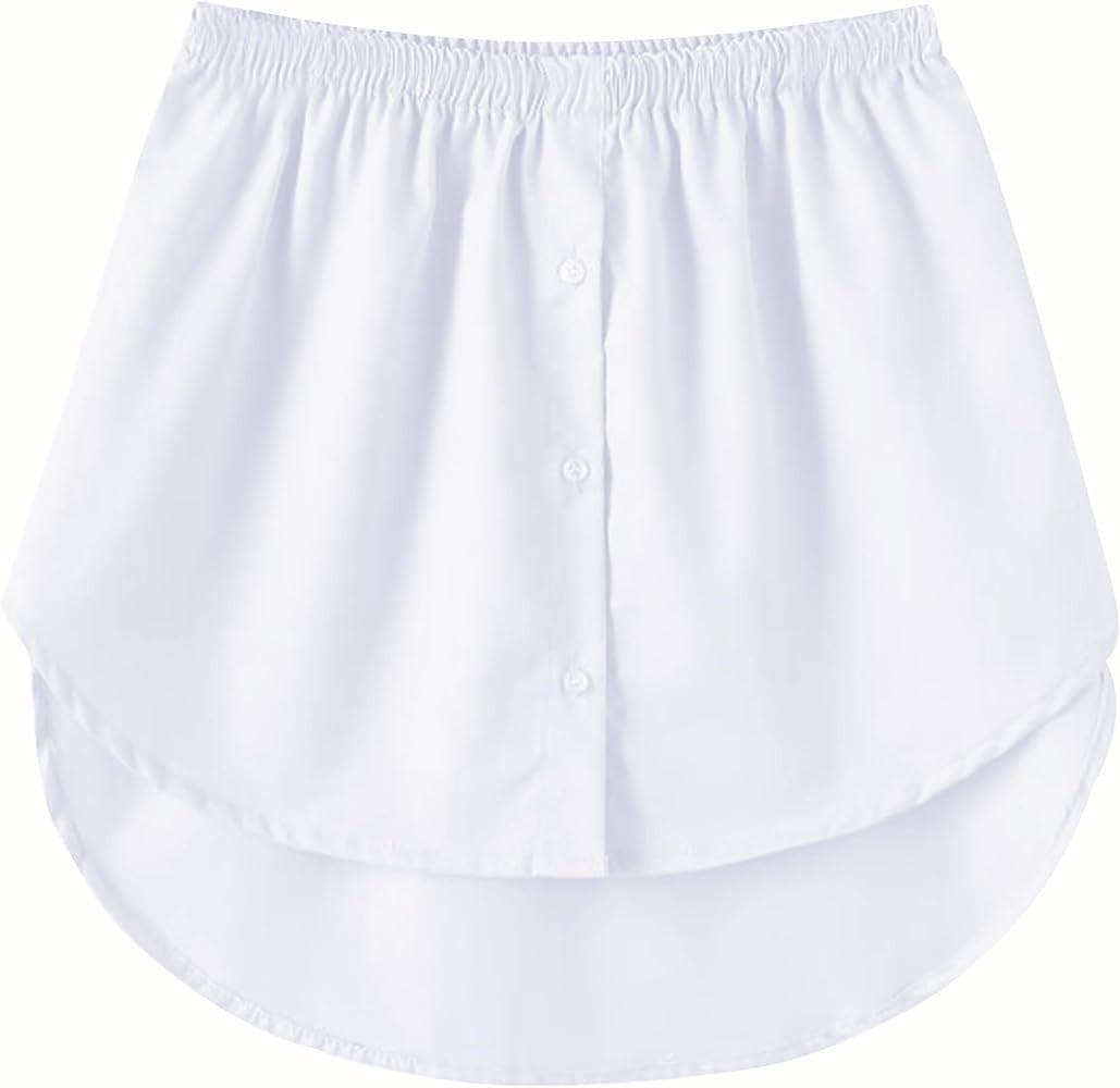 Girstunm Women's Shirt Extender Mini Adjustable Underskirt Removable Layered Sweep Shirt with But... | Amazon (US)