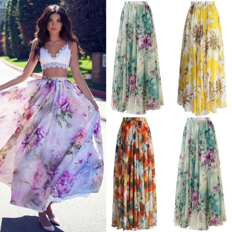 Meihuida - Womens Floral Jersey Gypsy Boho Long Maxi Full Skirt Party Dress Evening Dresses - Wal... | Walmart (US)