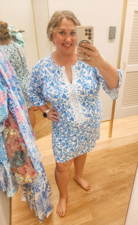 The Krysta has been one of my favorite dresses for years... ever since I realized it wad STRETCHY! I still don't know how I feel about all this white on this dress but it may grow on me the more I sit on it. size XL shown here #shells #livinglargeinlilly #lillypulitzer #summerinlilly #grandmillennial #plussize 

#LTKMidsize #LTKPlusSize #LTKSeasonal