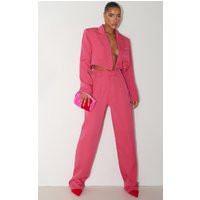 Hot Pink Tailored Pleated Waist Oversized Cigarette Pants | PrettyLittleThing US