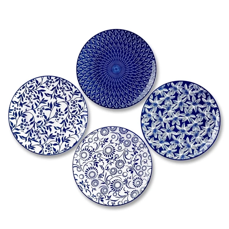 MALACASA Porcelain Dessert Plates Set of 4, 8.25-inch Blue Floral Salad Plates, Microwave Dishwas... | Walmart (US)