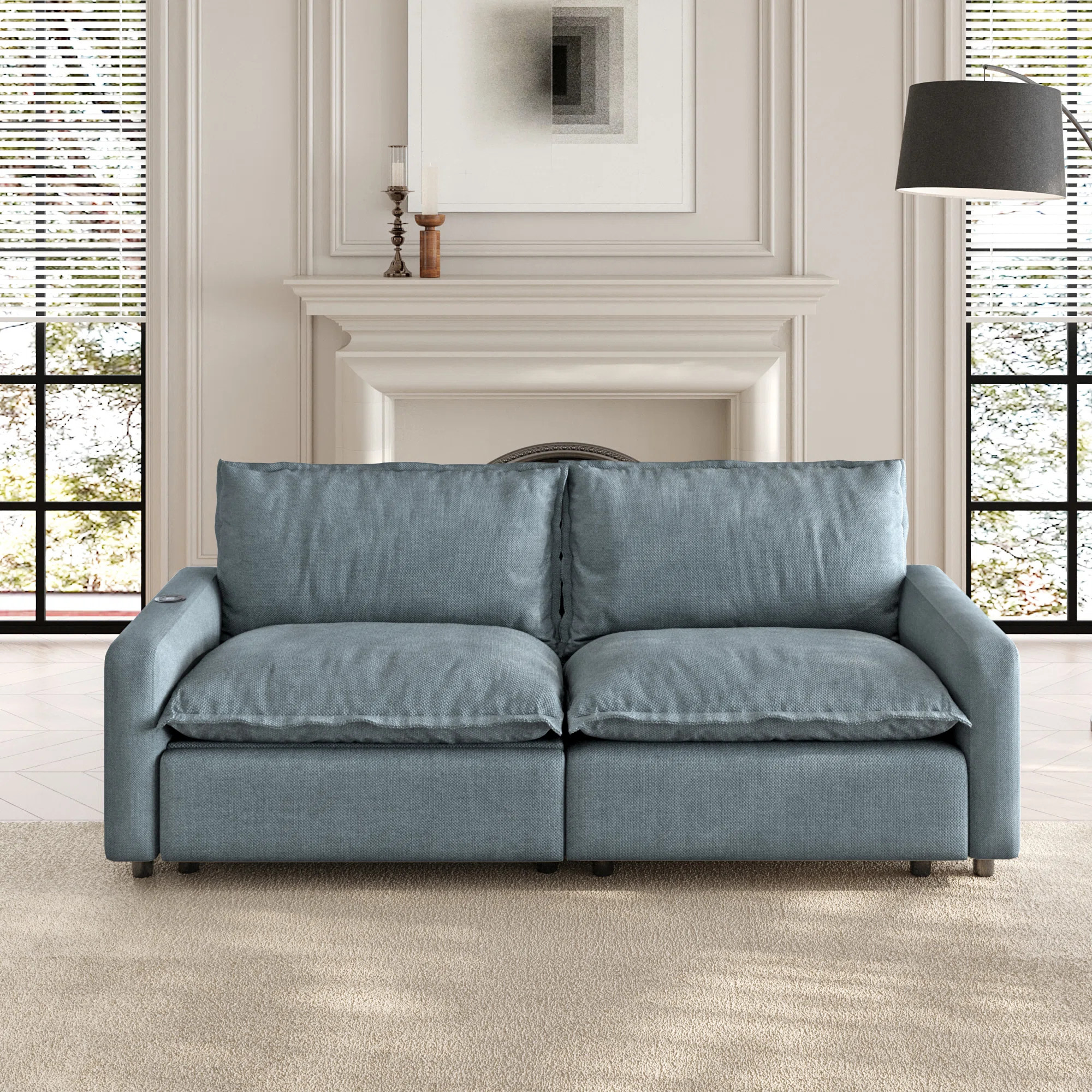 2-Piece Modular Linen Power Reclining Sectional Loveseat Sofa With Zero-Gravity | Wayfair North America