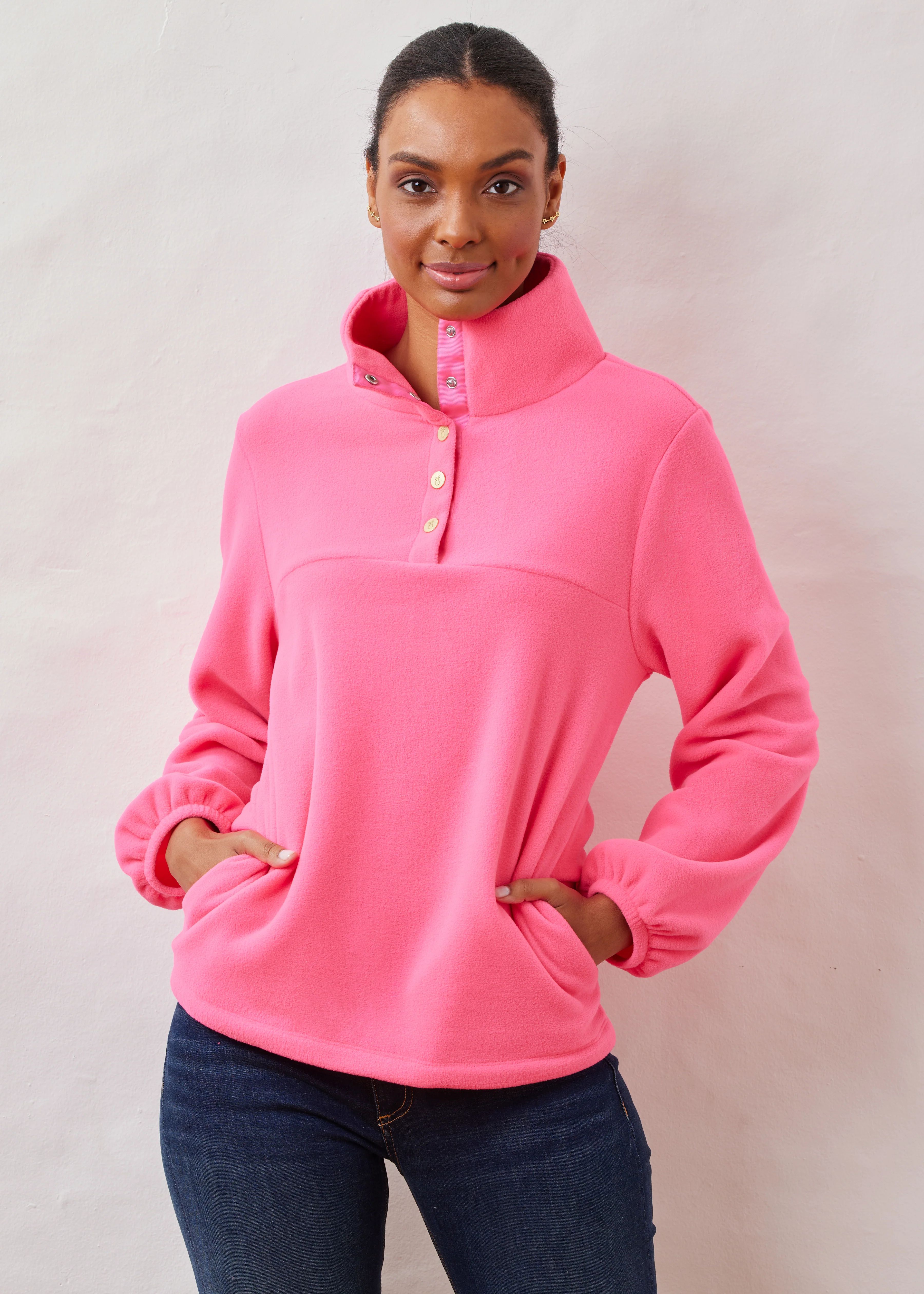 Dreamweaver Pullover in Vello Fleece (Neon Pink) | Dudley Stephens