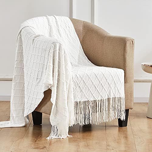 TOUCHAT Knitted Throw Blankets for Couch, Sofa and Bed, Lightweight Soft Knit Blanket with Tassel... | Amazon (US)