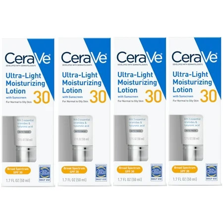 CeraVe Ultra-Light SPF 30 Moisturizing Lotion 1.7 oz (Pack of 4) | Walmart (US)