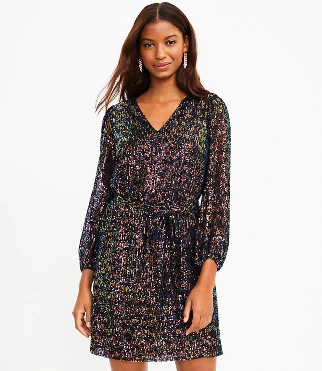 Petite Sequin Wrap Dress | LOFT