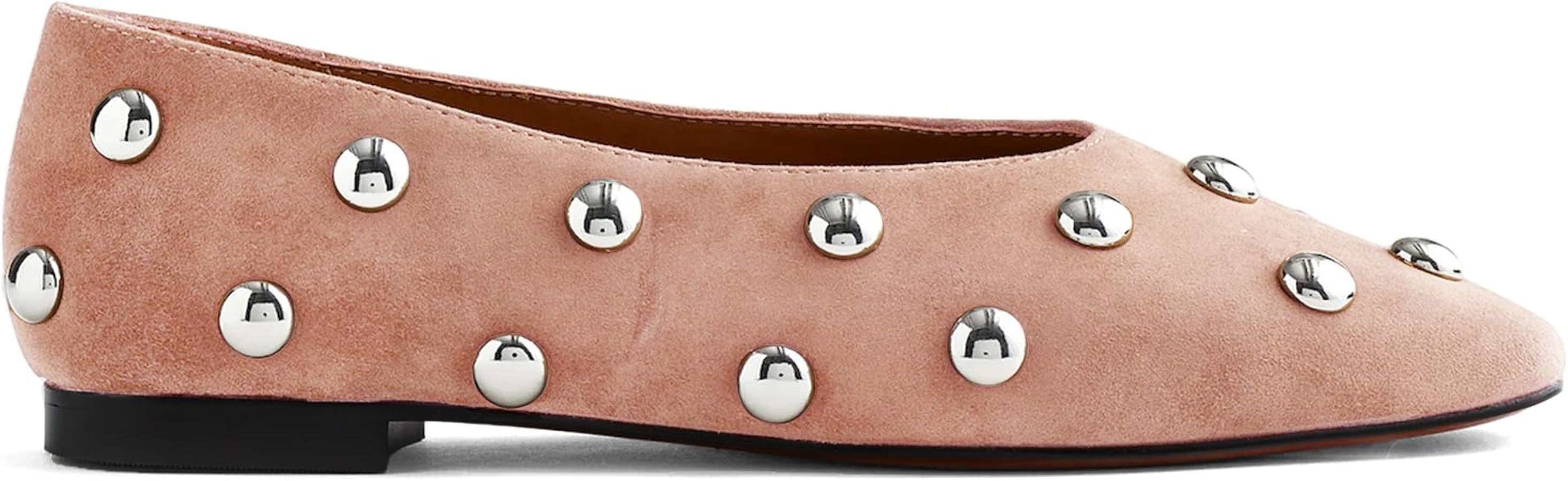 Studded Ballet Flats for Women Square Toe Slip on Ballet Flat Shoes Comfortable Pump Shoes for Da... | Amazon (US)