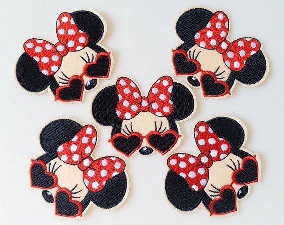 7.8x6cm 10pcs Minnie Mouse Red Heart Cool Sunglasses Iron on | Etsy | Etsy (US)