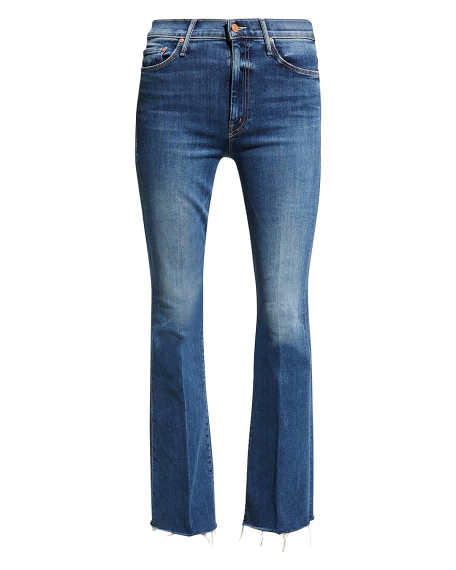 MOTHER The Weekender Frayed Boot-Cut Jeans | Neiman Marcus