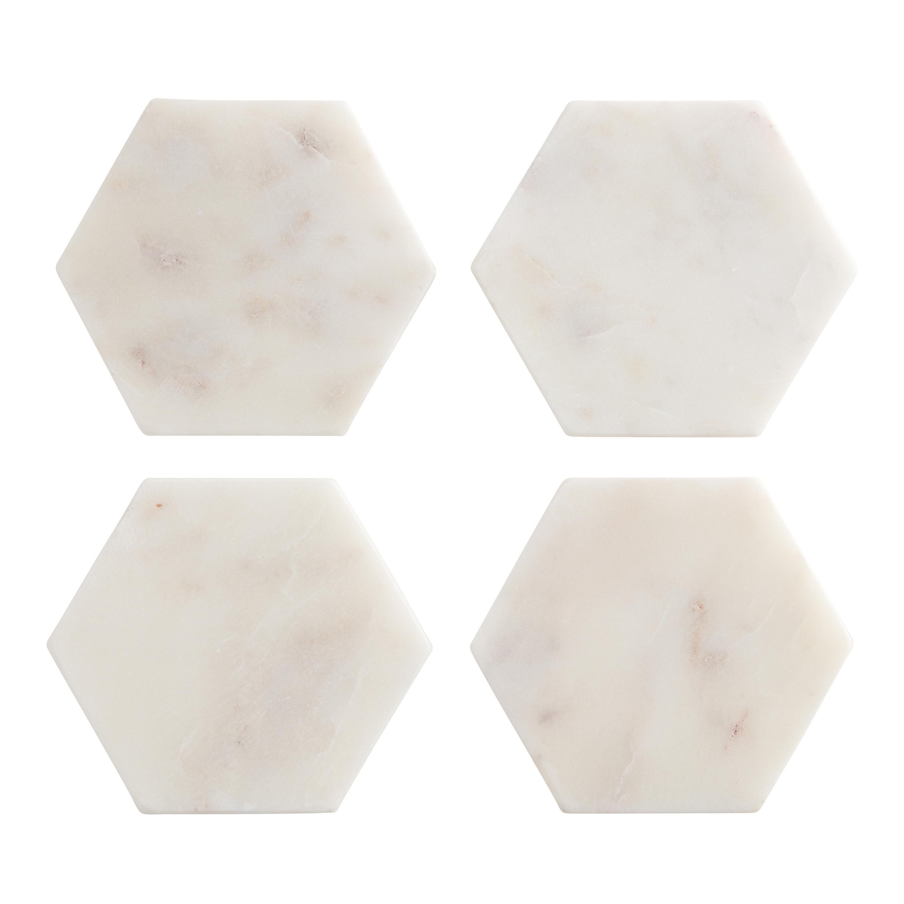 White Marble Hexagon Coasters Set of 4 | World Market