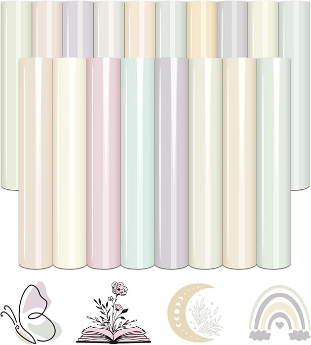 Tintnut Pastel Boho HTV Heat Transfer Vinyl - 18 Sheets 12 x 10inches White HTV Heat Transfer Vin... | Amazon (US)