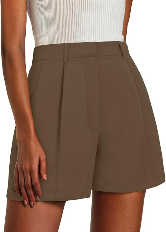 Feiersi Womens Shorts Dressy Casual Elastic Waisted Tailored Work Shorts with Pockets | Amazon (US)