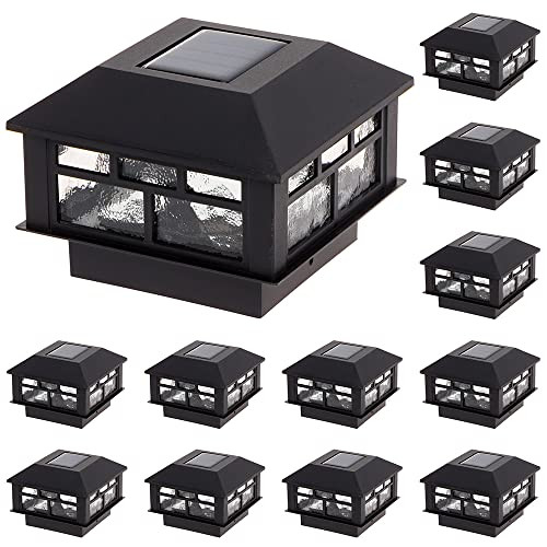 GreenLighting Modern Solar Post Cap Lights Fits 4x4 Wood, 4x4 & 5x5 PCV/Vinyl Outdoor Solar Powered Light, Fence Post, Landscaping, Deck, Garden- Bright LED, Waterproof Black 12 Pack | Amazon (US)
