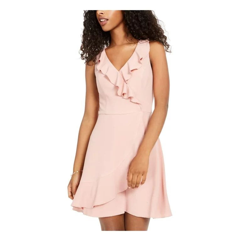 TEEZE ME Womens Pink Ruffled Sleeveless V Neck Short Party Fit + Flare Dress Juniors 11\12 | Walmart (US)